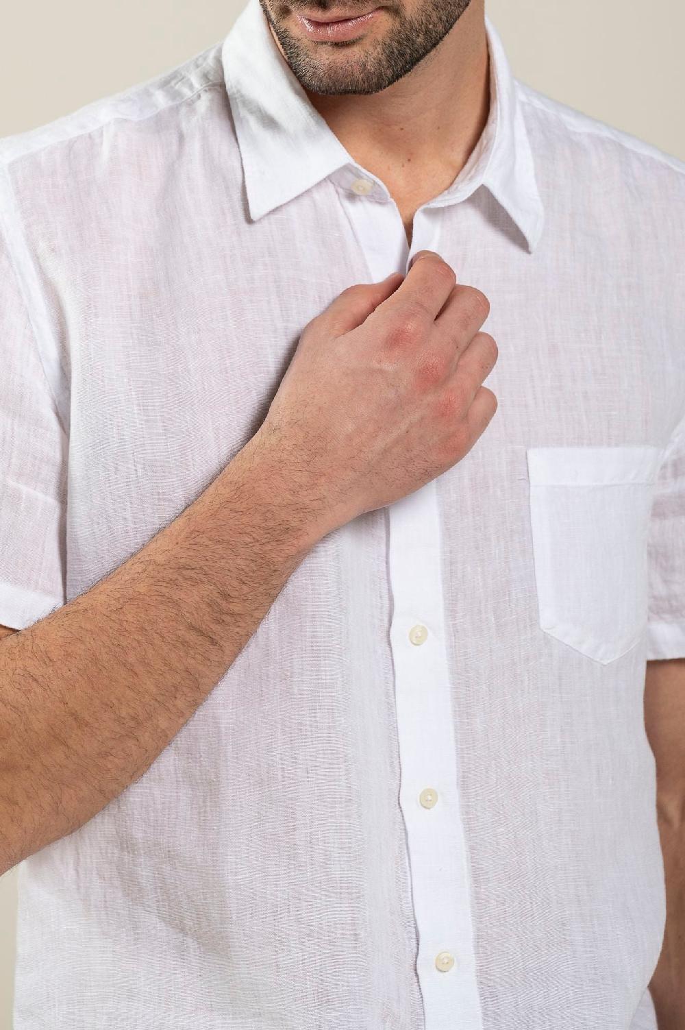 120% Lino Short Sleeve Regular Fit Man Shirt With Pocket Shopping online