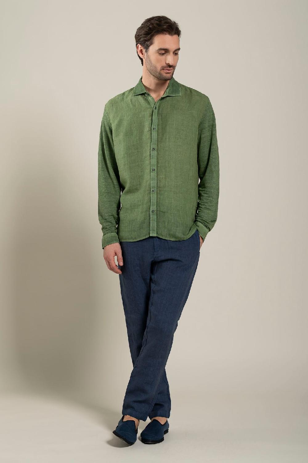 120% Lino Long Sleeve Man Shirt Black Friday