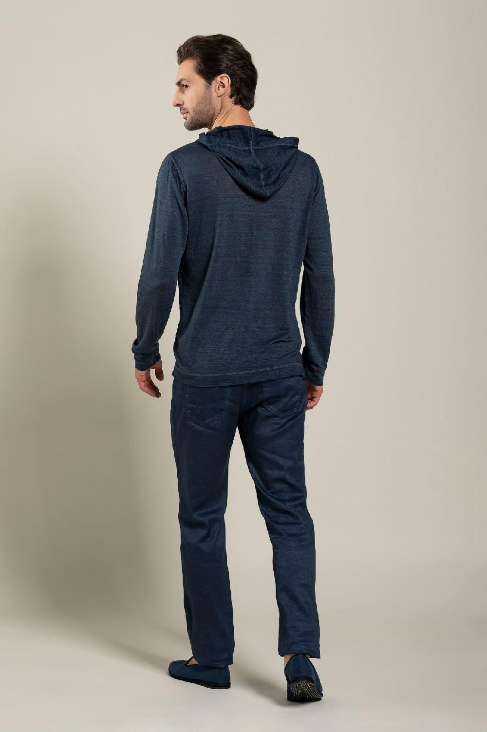 120% Lino Long Sleeve Man T-Shirt With Buttons Offerta Pasqua