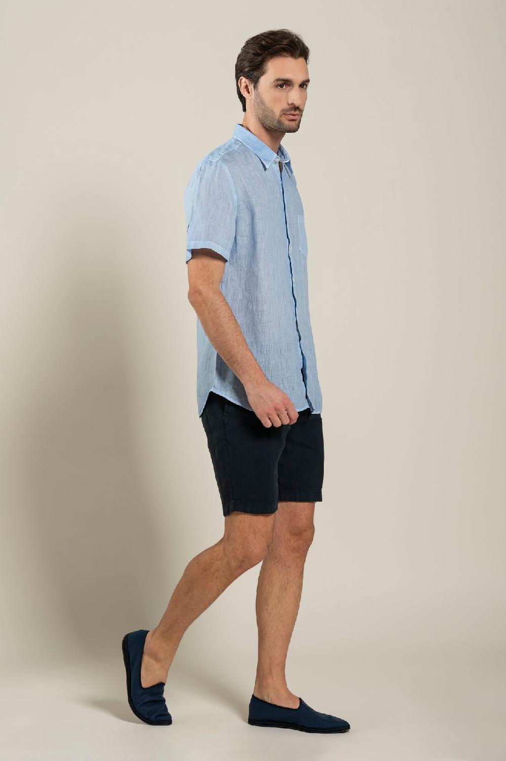 120% Lino Short Sleeve Regular Fit Man Shirt Offerta Giorno del Papà