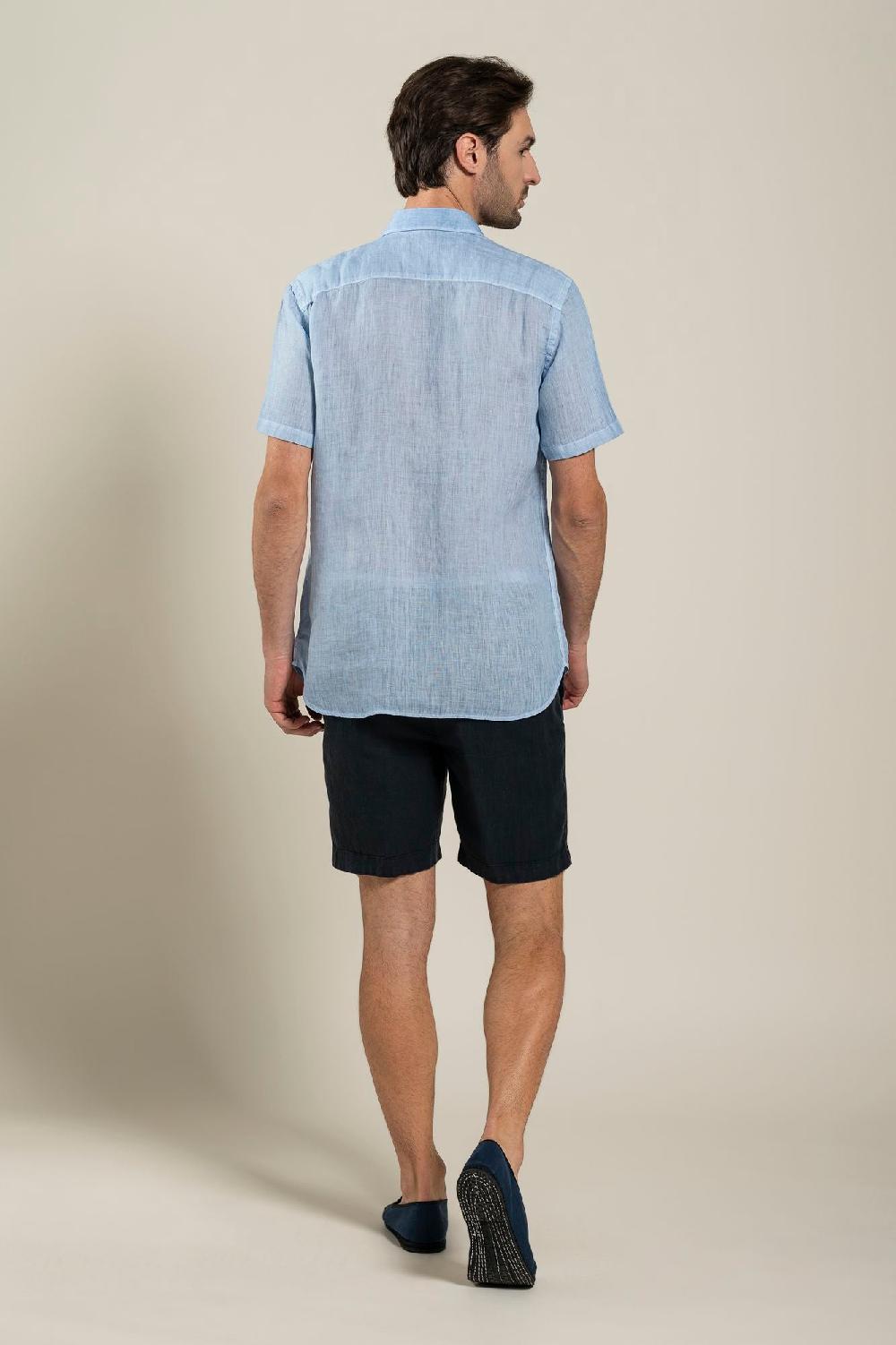 120% Lino Short Sleeve Regular Fit Man Shirt Offerta Giorno del Papà