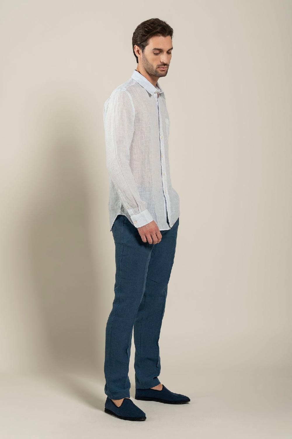 120% Lino Long Sleeve Regular Fit Man Shirt With Pocket Offerta Anniversario