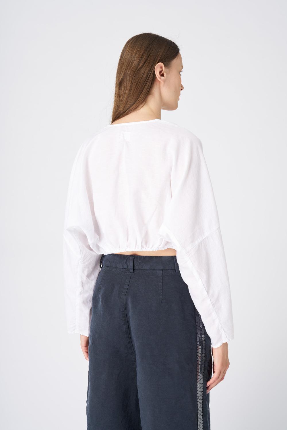 120% Lino Cropped Button-Down Linen Shirt Latest fashion