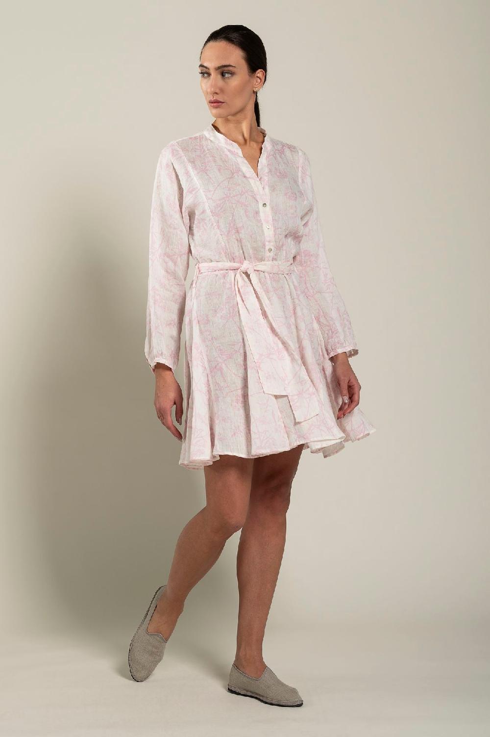 120% Lino Floral Patterned Dress With Belt Enormi risparmi