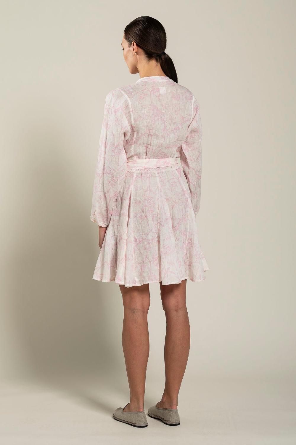 120% Lino Floral Patterned Dress With Belt Enormi risparmi