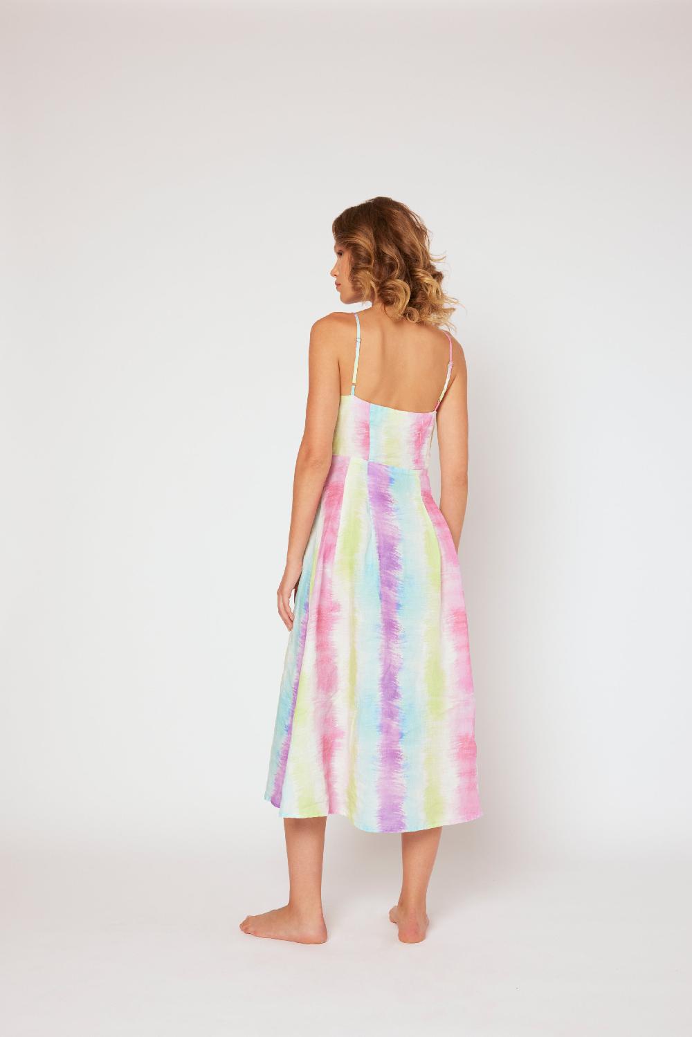 120% Lino Tie-dye Dress Sconti VIP