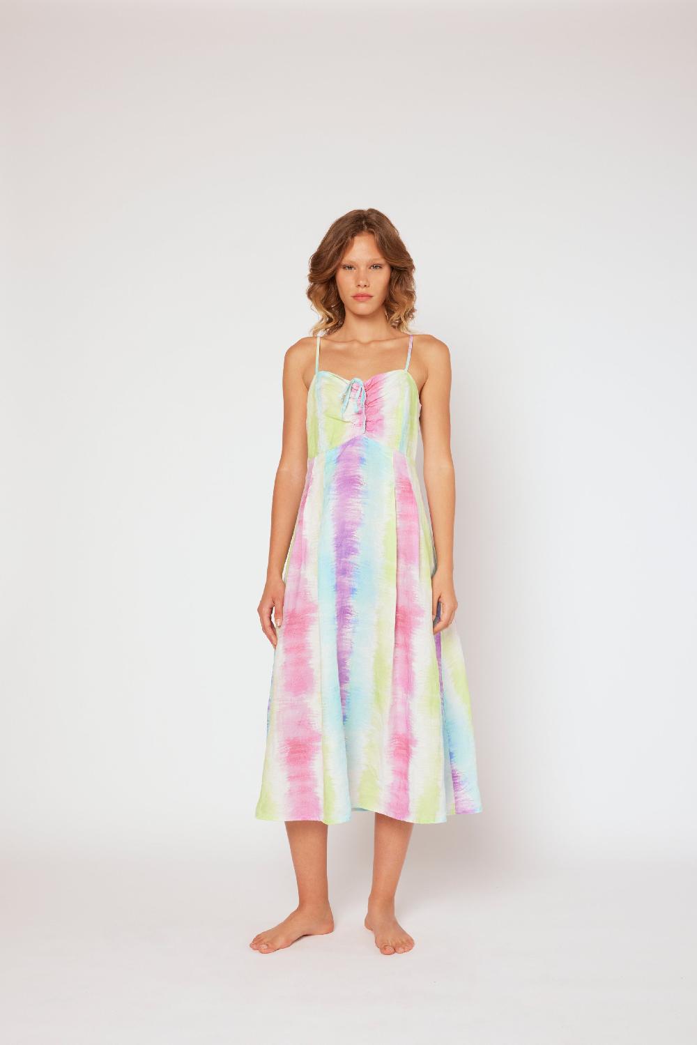 120% Lino Tie-dye Dress Sconti VIP