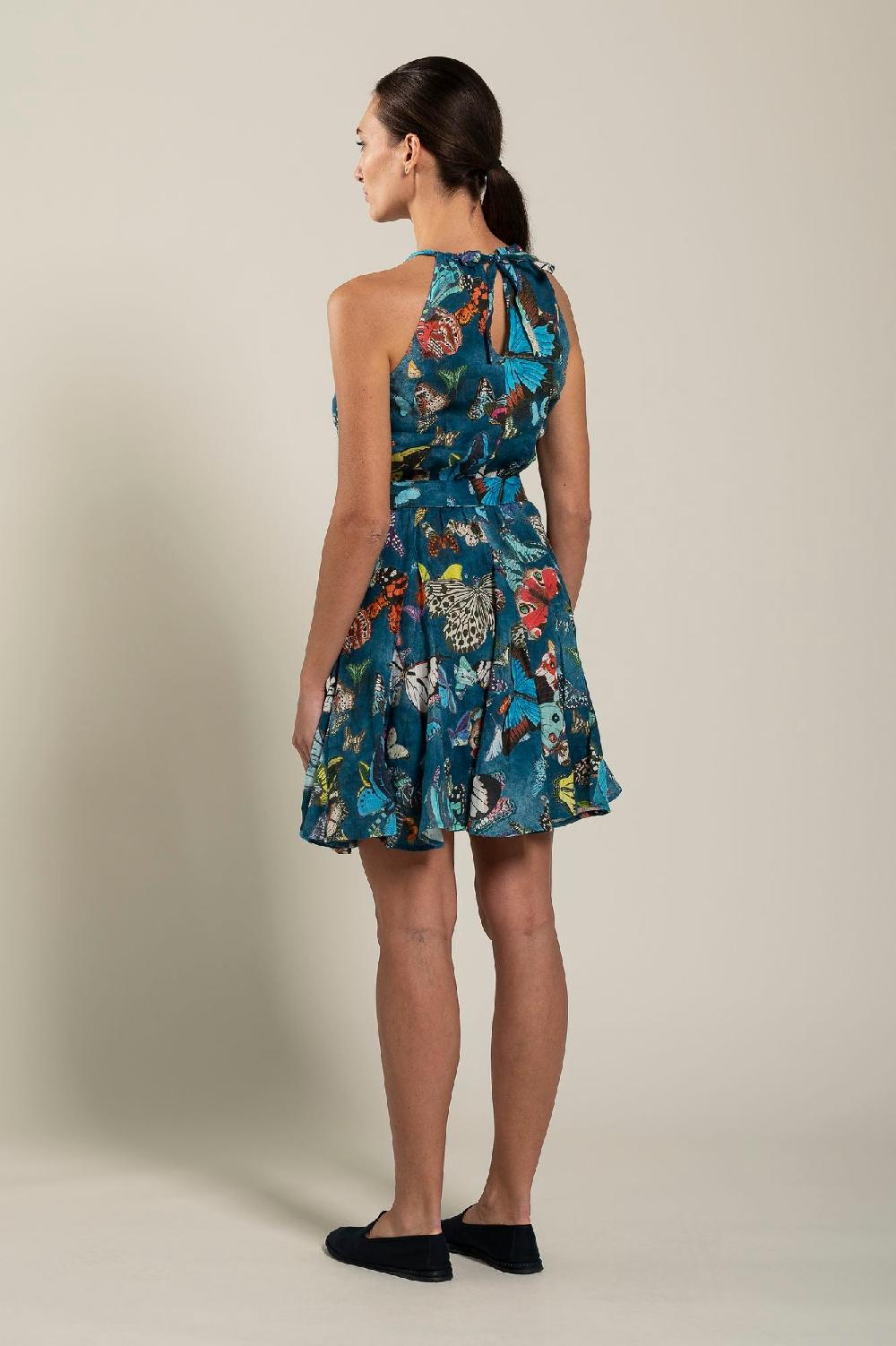120% Lino Butterfly Print Dress Super Saving Price