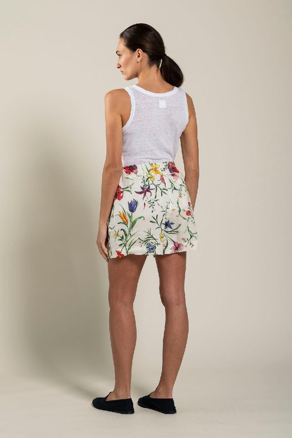 120% Lino Woman Provance Print Short Rilascio limitato
