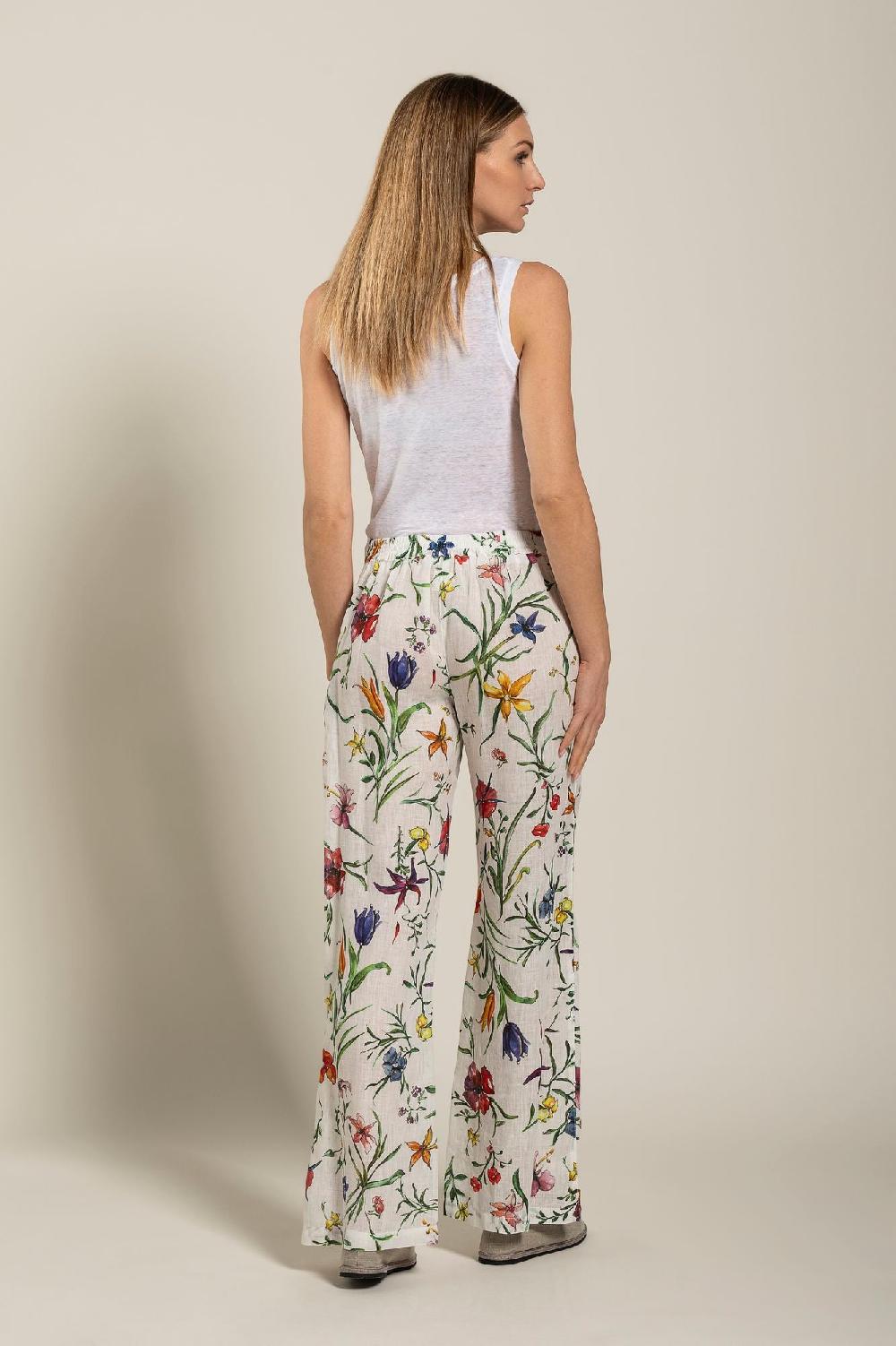 120% Lino Woman Provance Print Pant Promozione temporanea