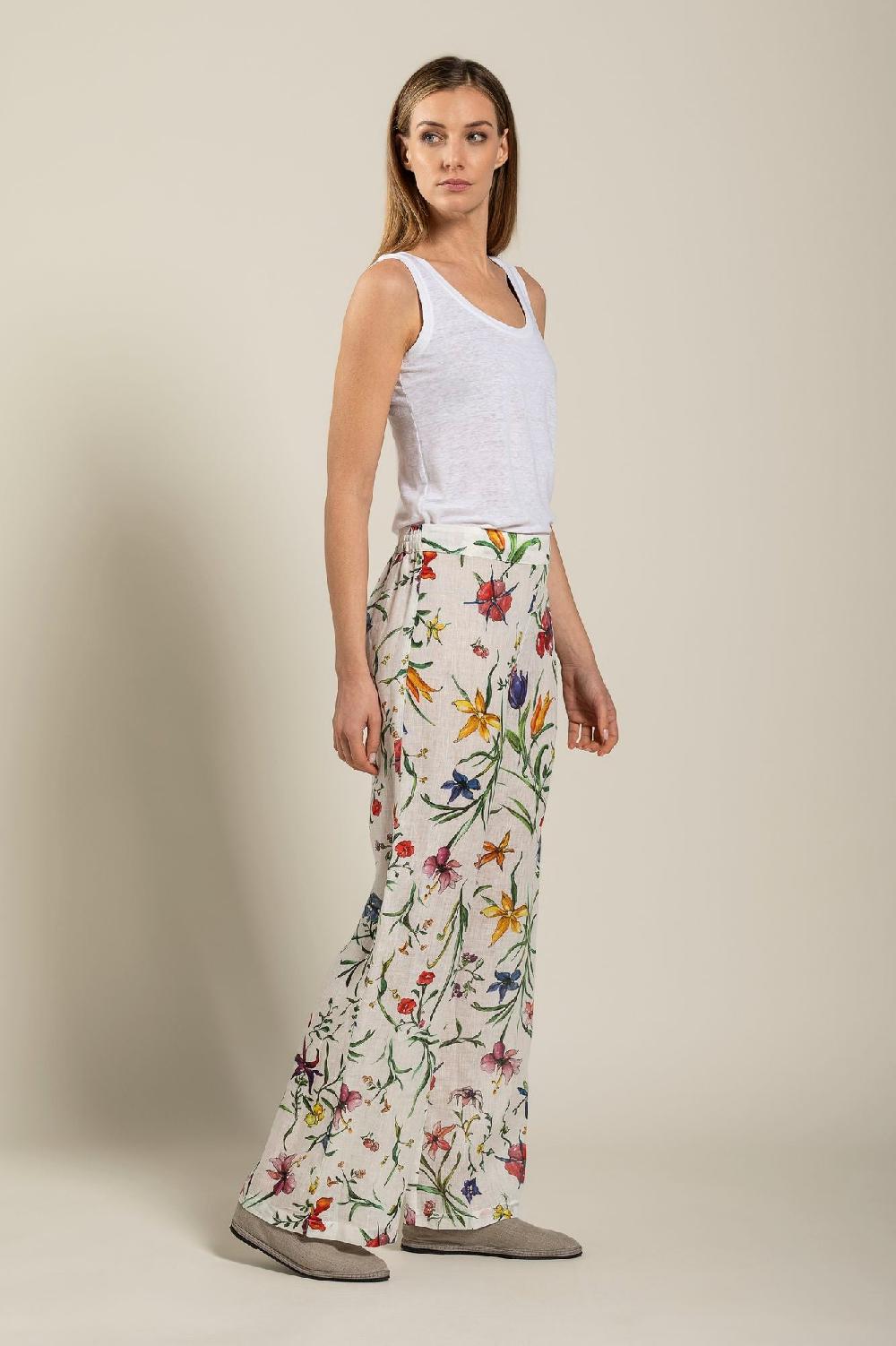 120% Lino Woman Provance Print Pant Promozione temporanea
