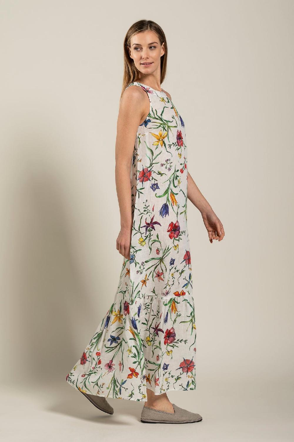 120% Lino Provance Print Maxi Dress Fino al 50% di sconto