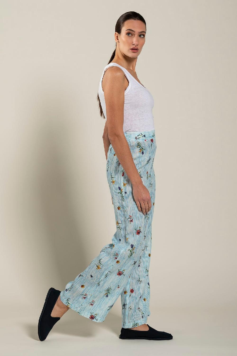120% Lino Woman Striped Pant Fino al 65% di sconto