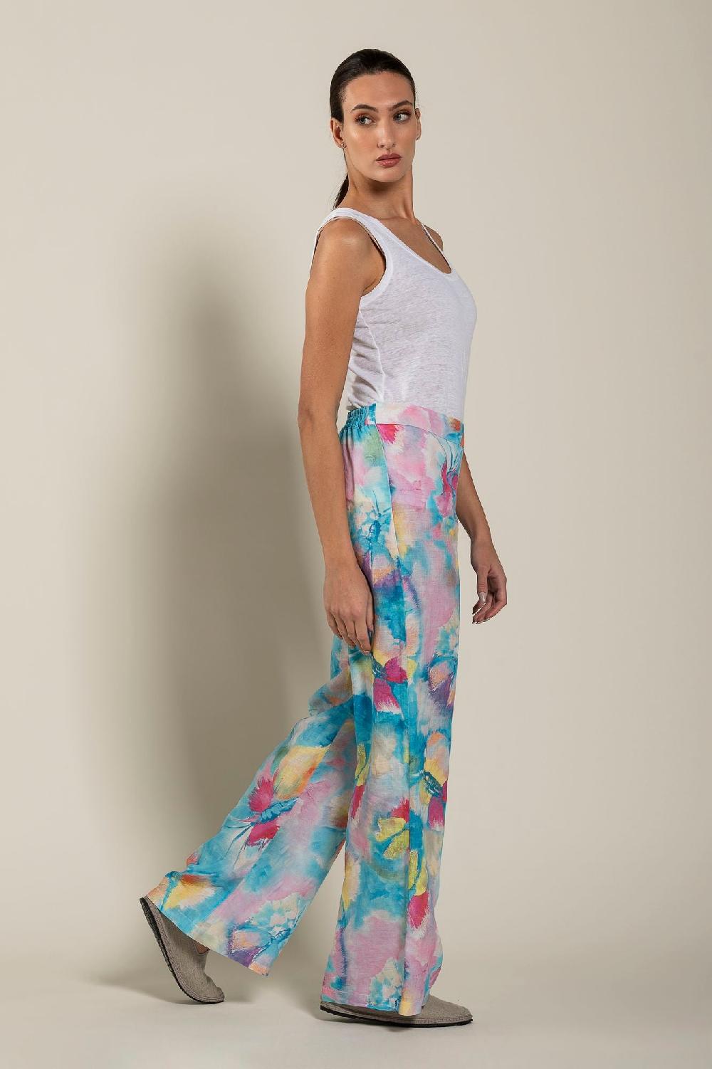 120% Lino Woman Butterfly Print Pant Only for today