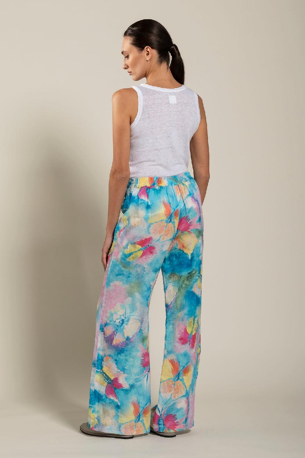 120% Lino Woman Butterfly Print Pant Only for today