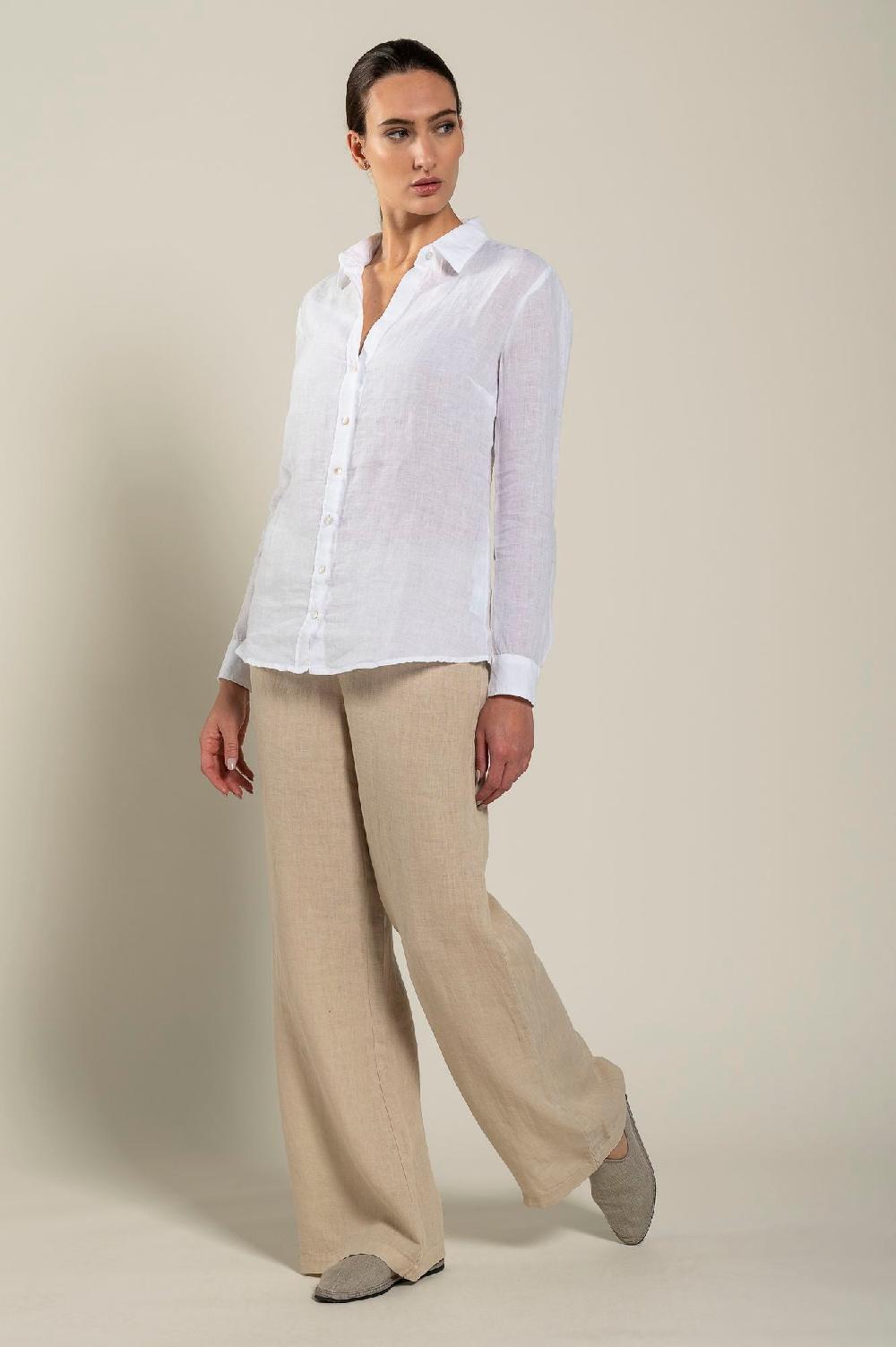 120% Lino Long Sleeve Regular Fit Woman Shirt Limitato a 3 giorni