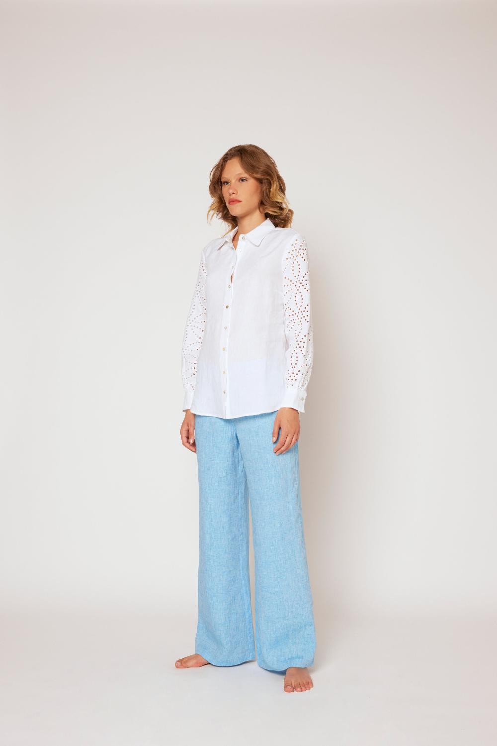 120% Lino Yarn-dyed linen blouse In Linea