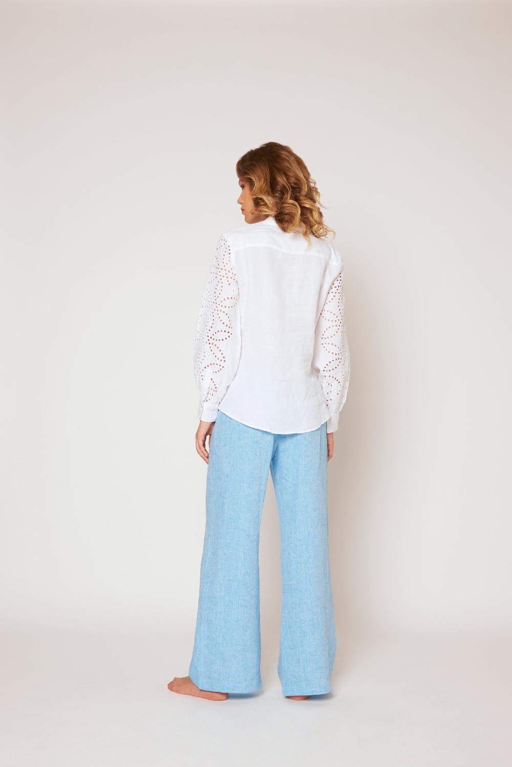 120% Lino Yarn-dyed linen blouse In Linea