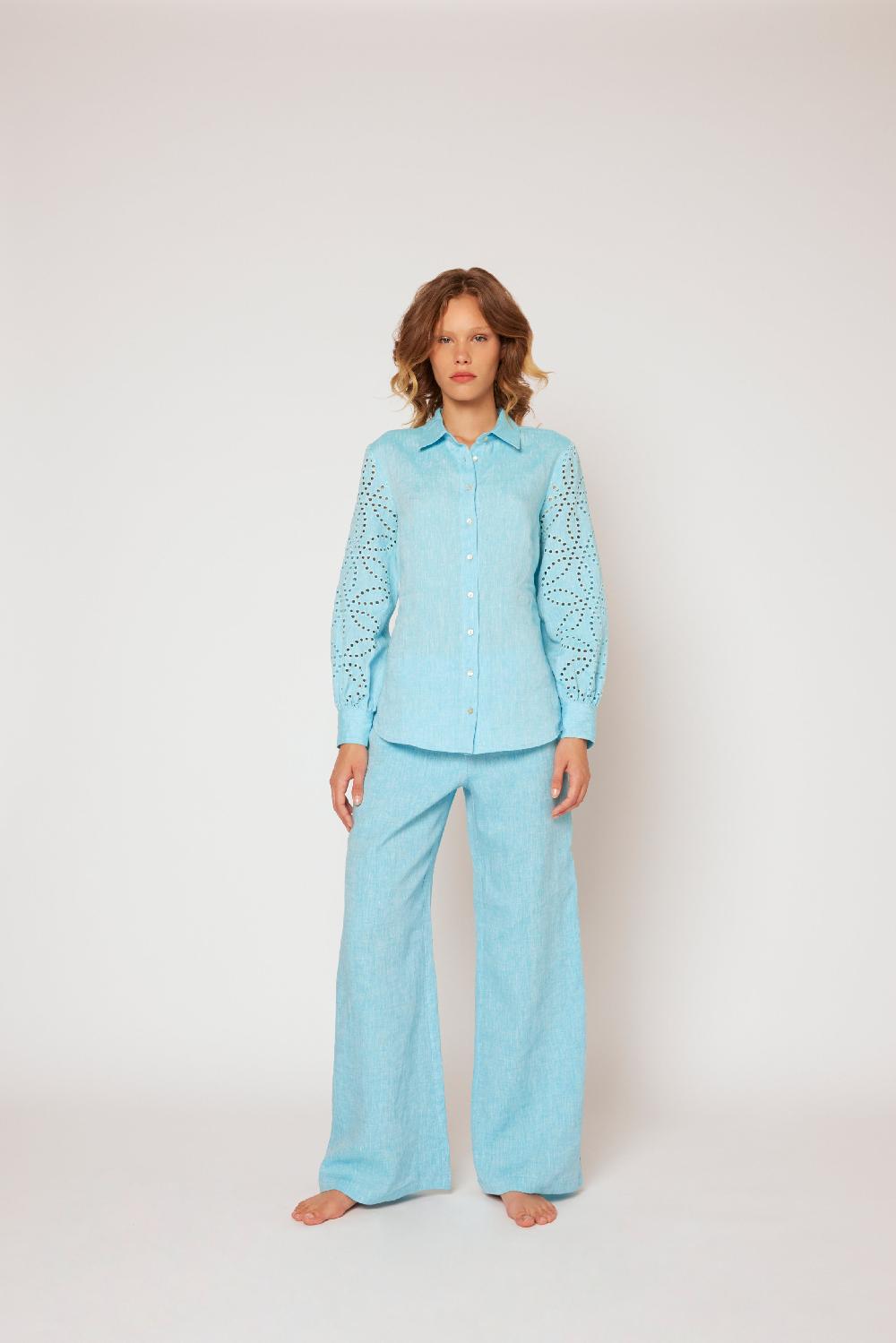 120% Lino Yarn-dyed linen blouse In Linea