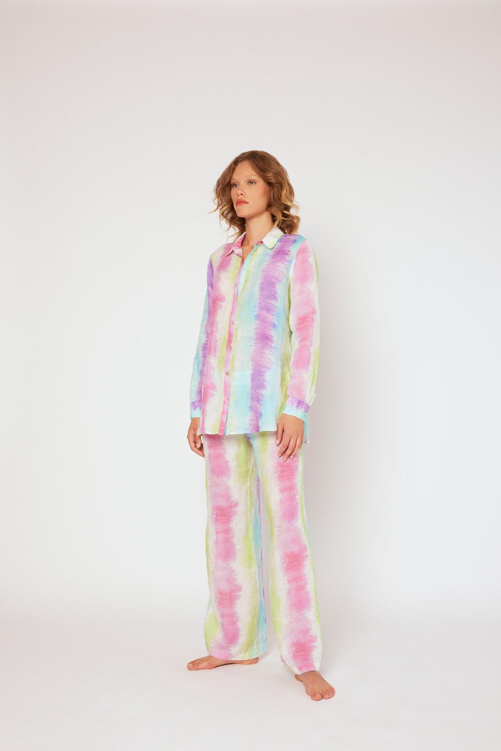 120% Lino Tie Dye Pants Spedizione Gratuita