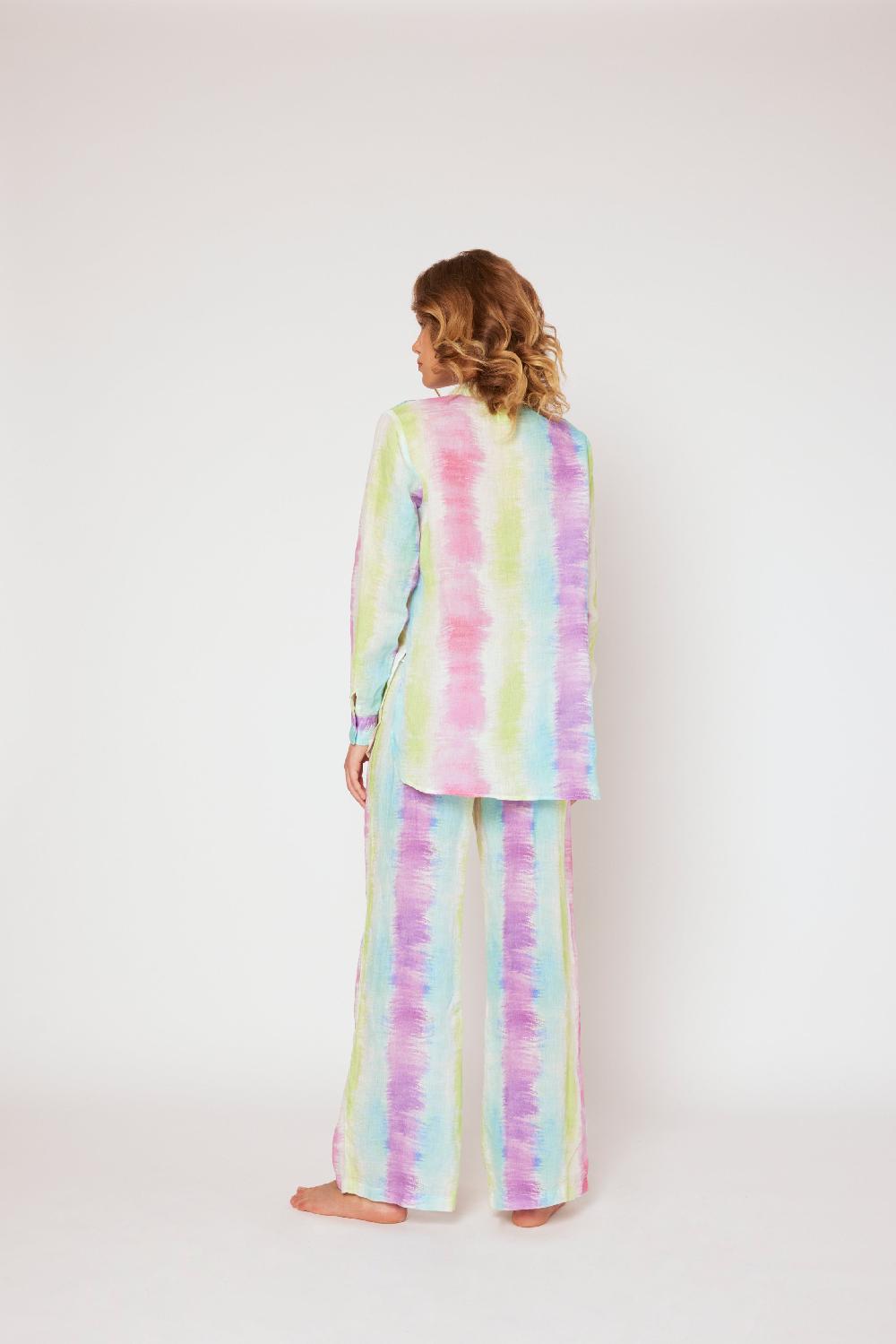 120% Lino Tie Dye Pants Spedizione Gratuita
