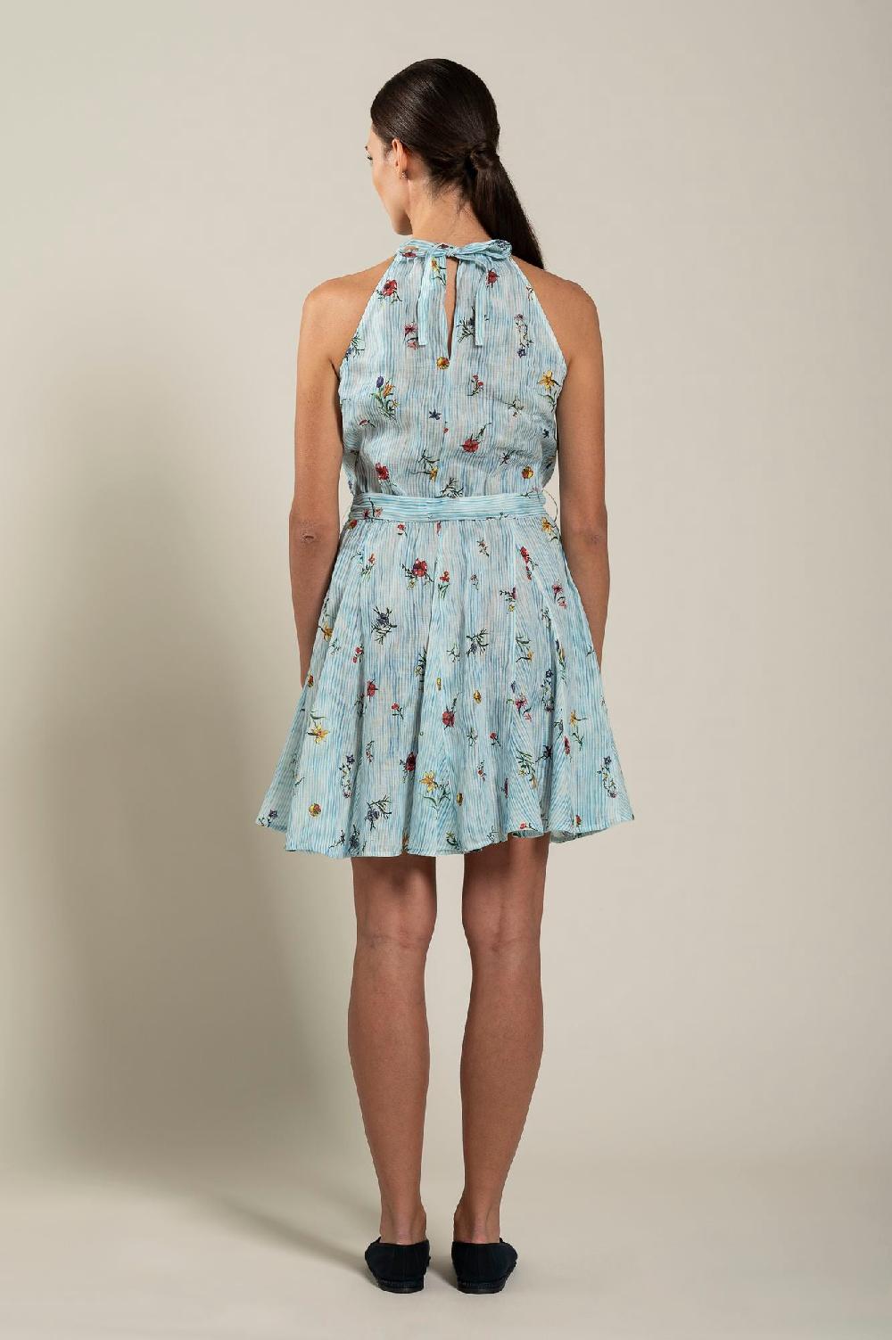 120% Lino Woman Striped Dress With Belt Acquista Ora