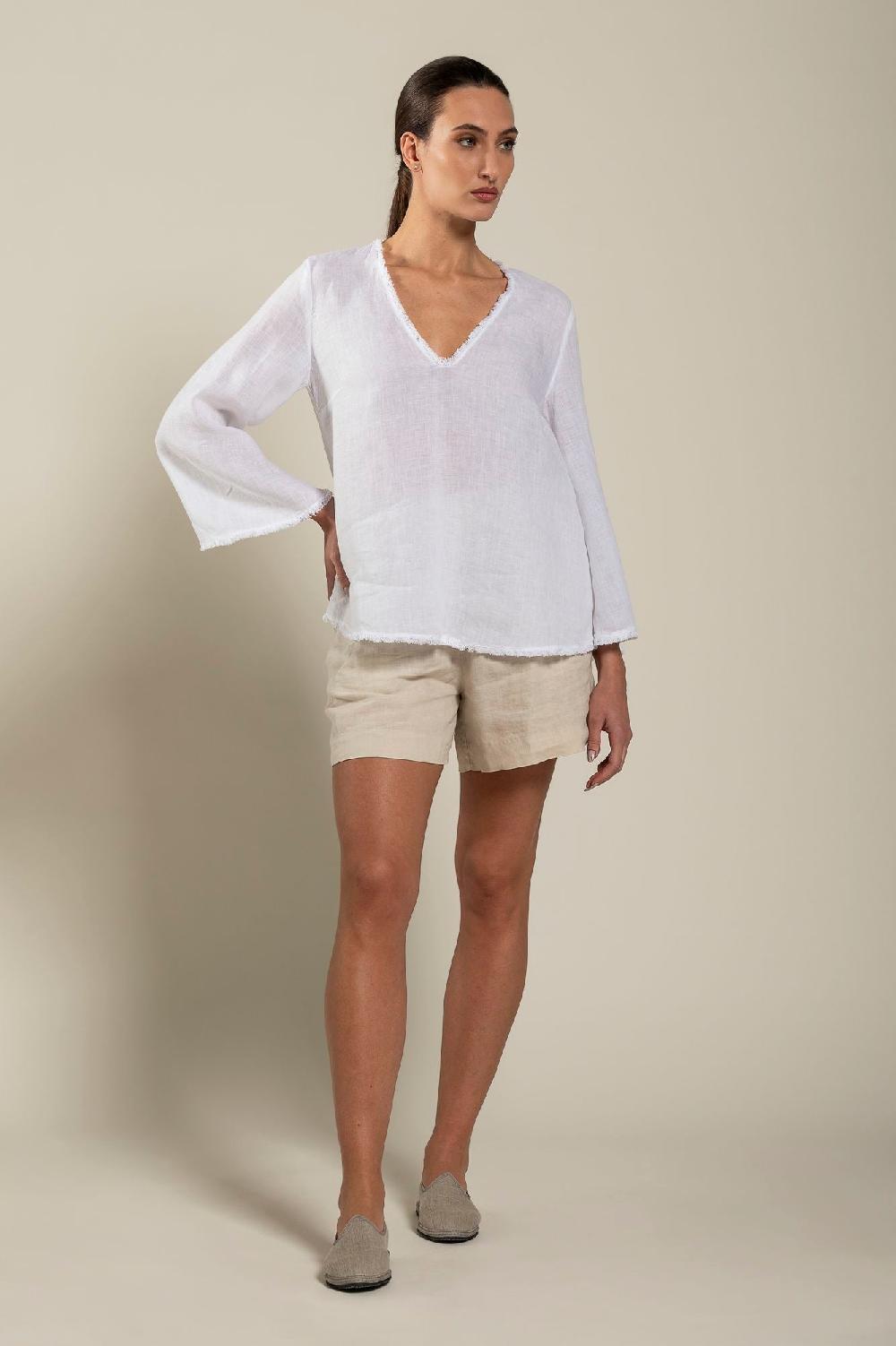 120% Lino Long Sleeve Woman Blouse Affare Del Giorno