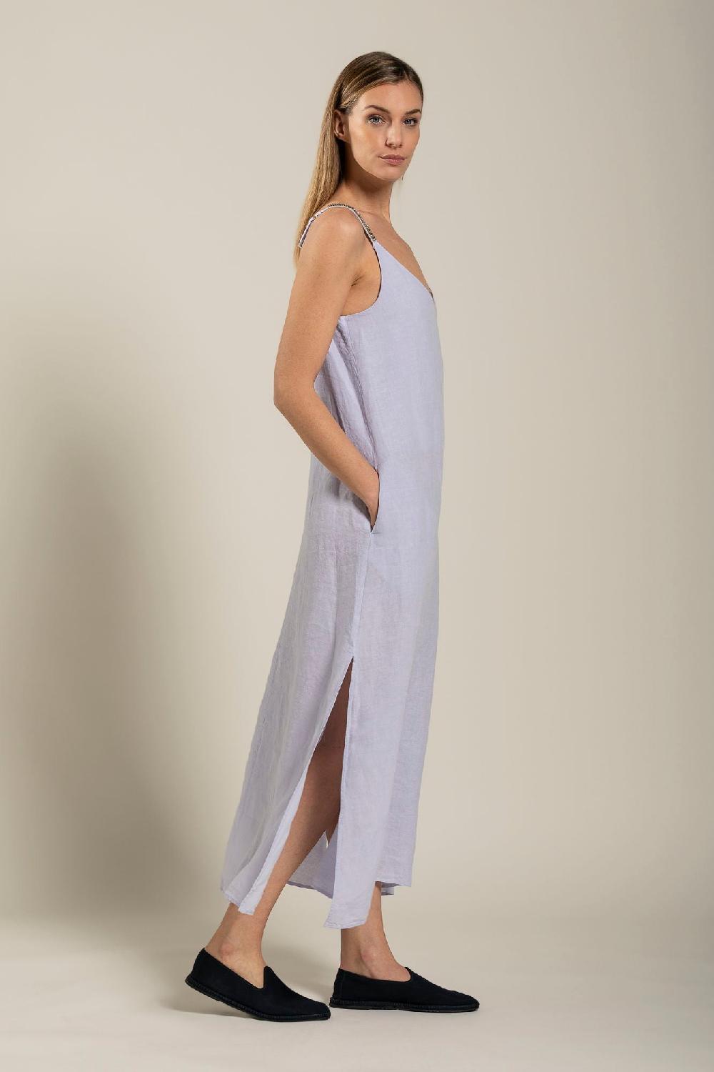 120% Lino Dress with Strap Embelishment Prezzo Ridotto