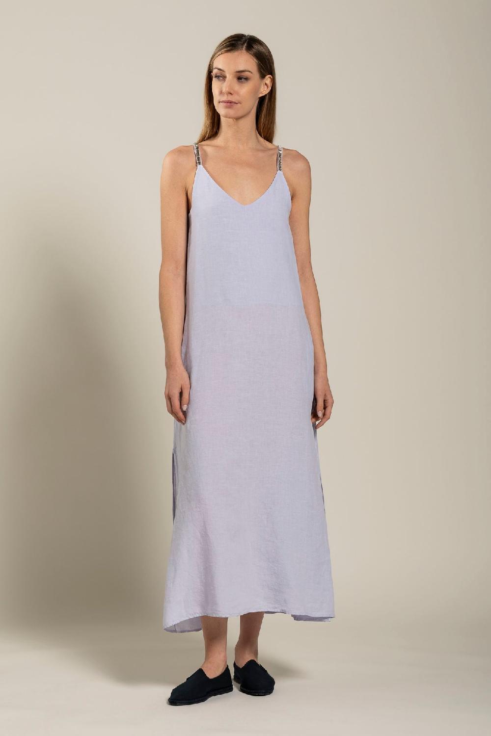 120% Lino Dress with Strap Embelishment Prezzo Ridotto