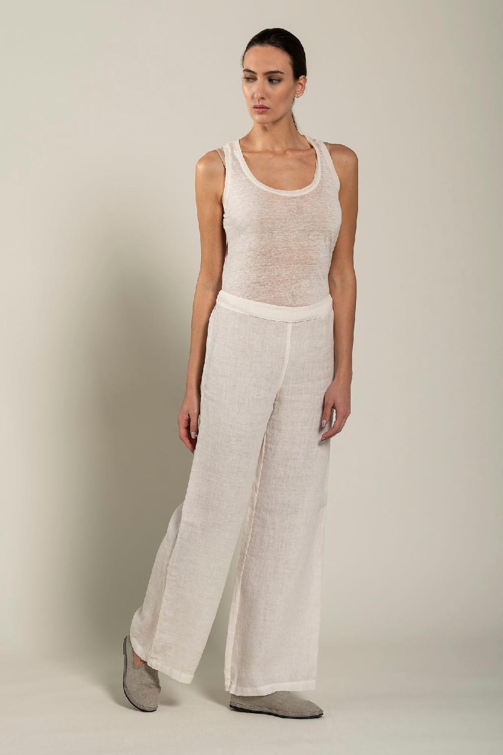 120% Lino Woman Pant High-Waisted Presa