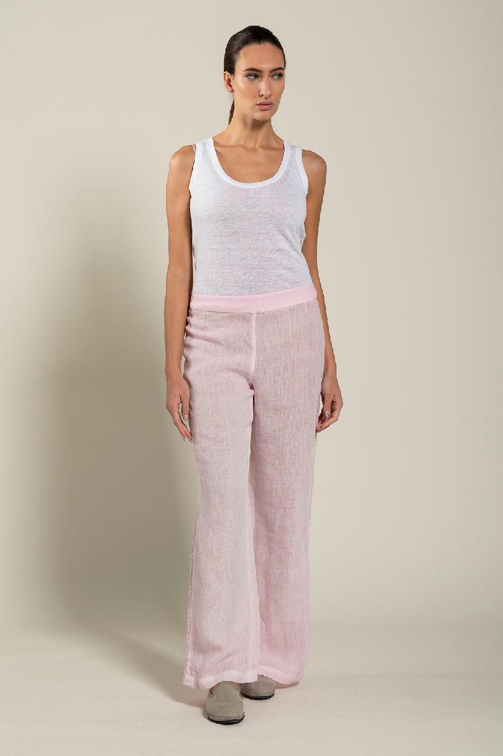 120% Lino Woman Pant With Side Detail Sconto