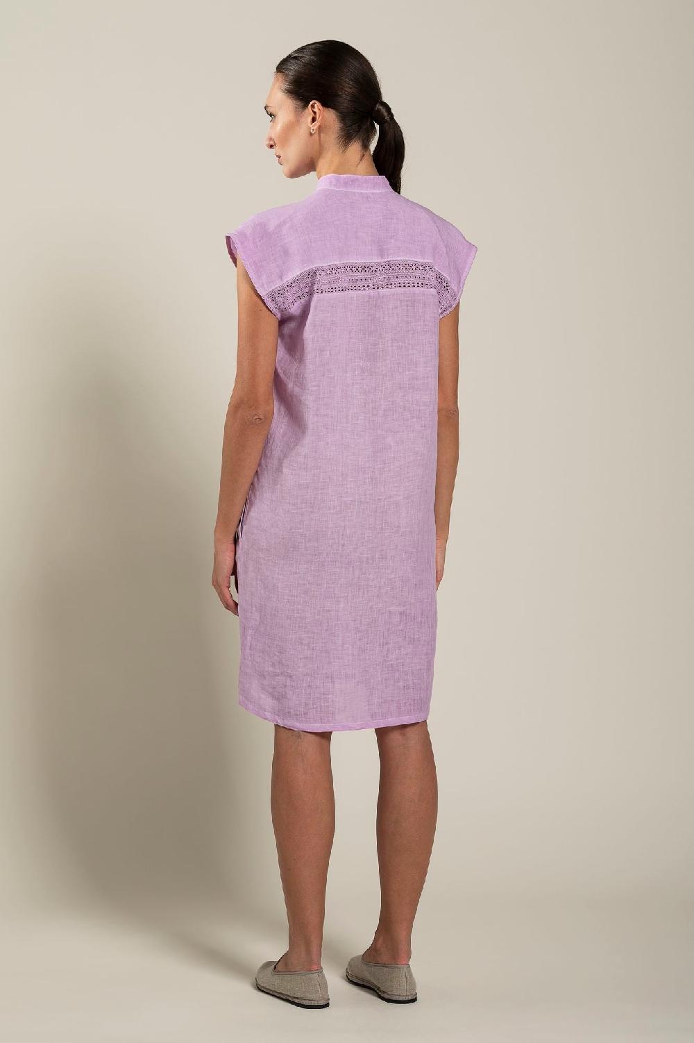 120% Lino Mandarin Collar Dress Online