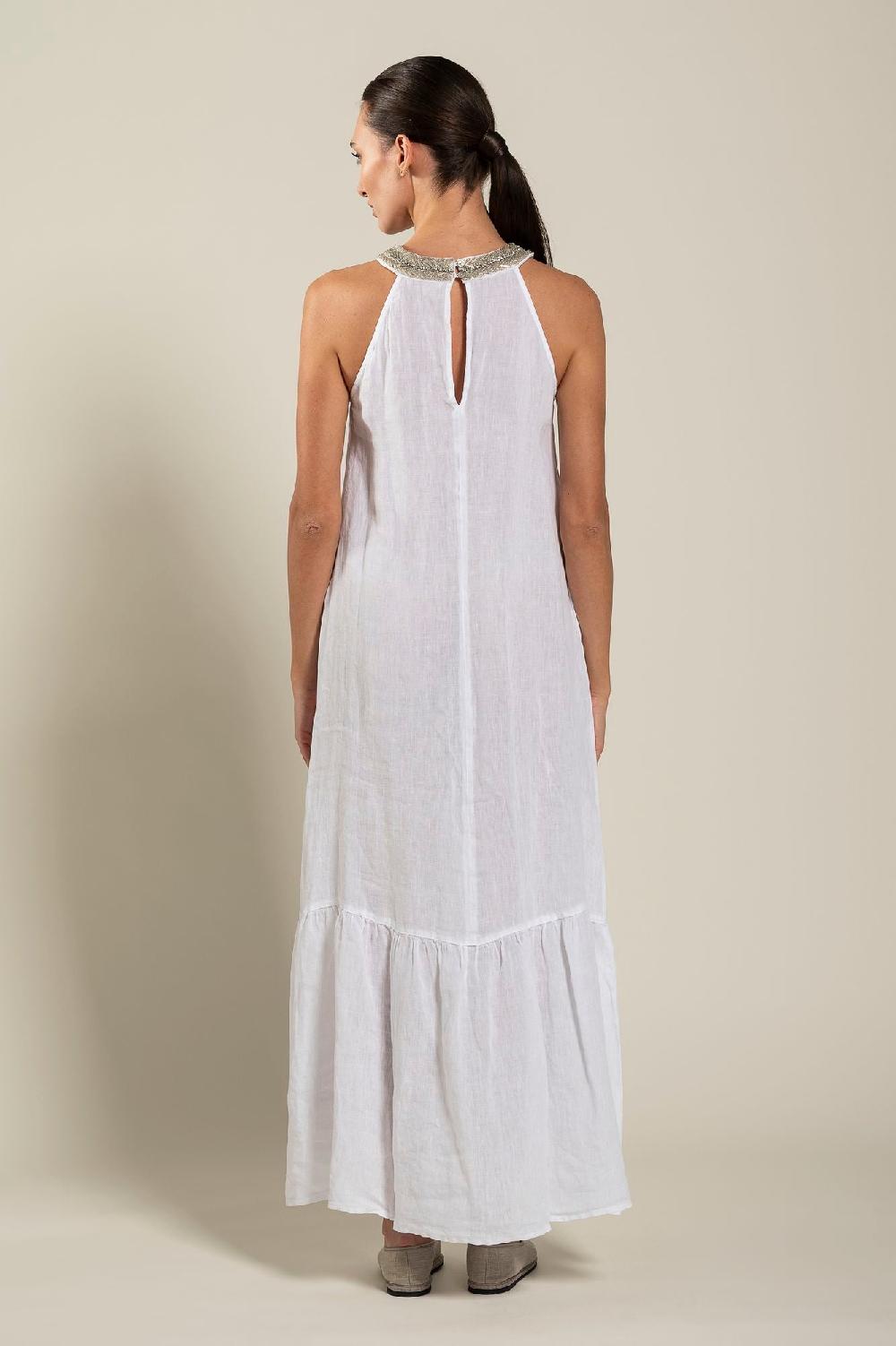 120% Lino Woman Crew Neck Of Paillettes Dress Outlet