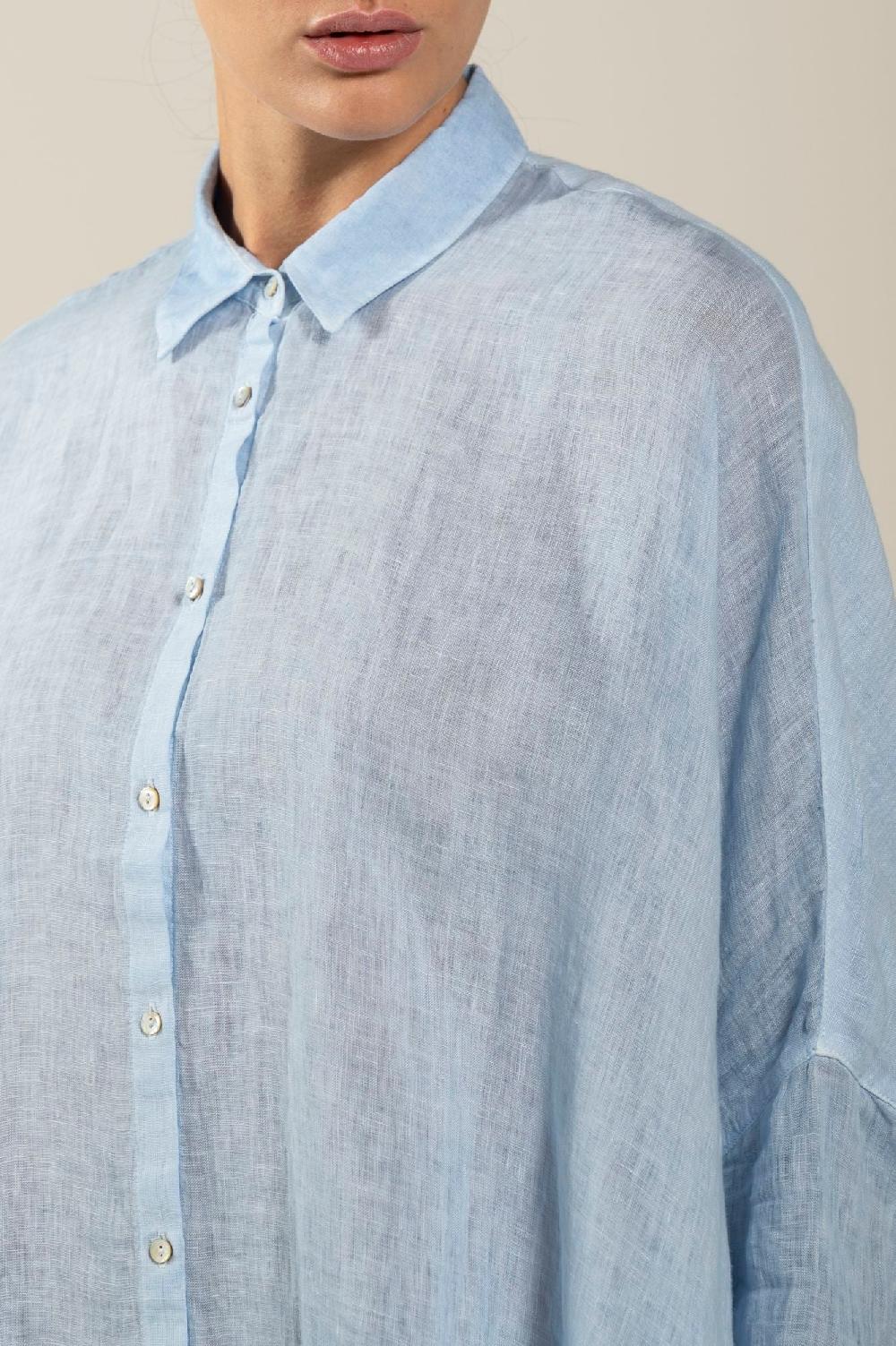 120% Lino Oversized Long Shirt In Vendita
