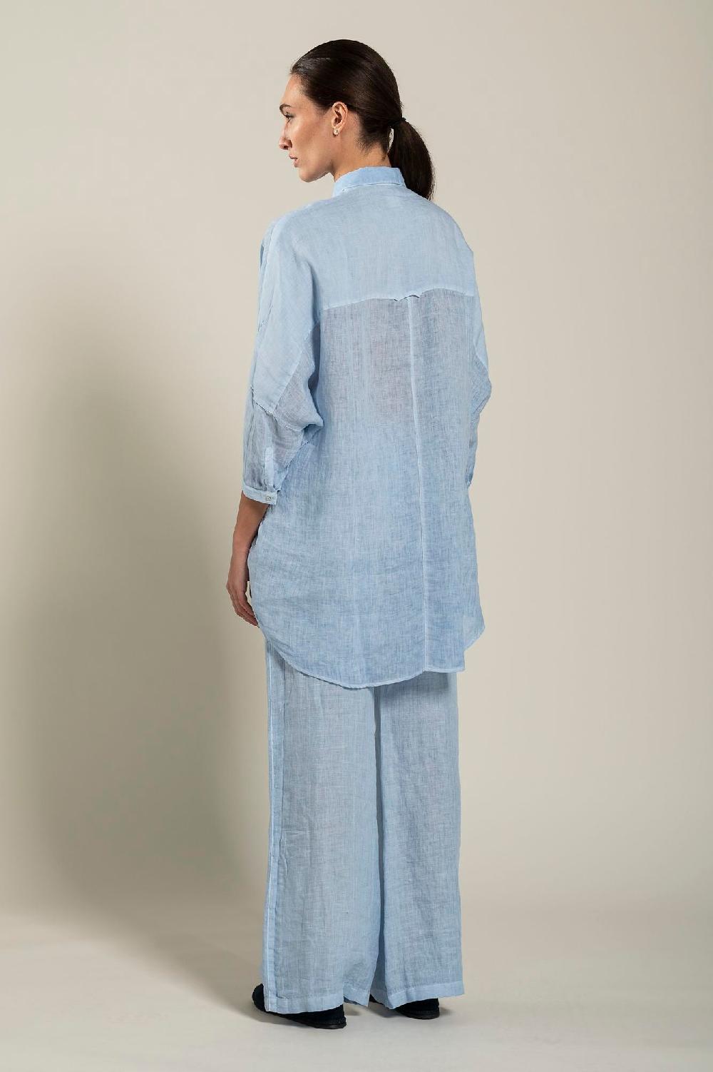 120% Lino Oversized Long Shirt In Vendita