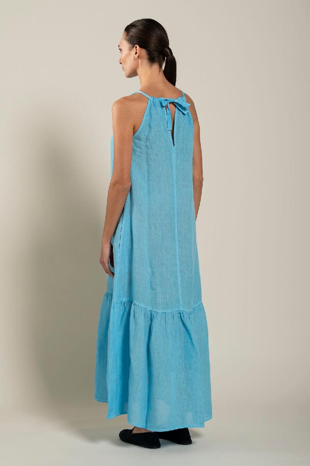 120% Lino Woman Crew Neck Maxi Dress Offerte