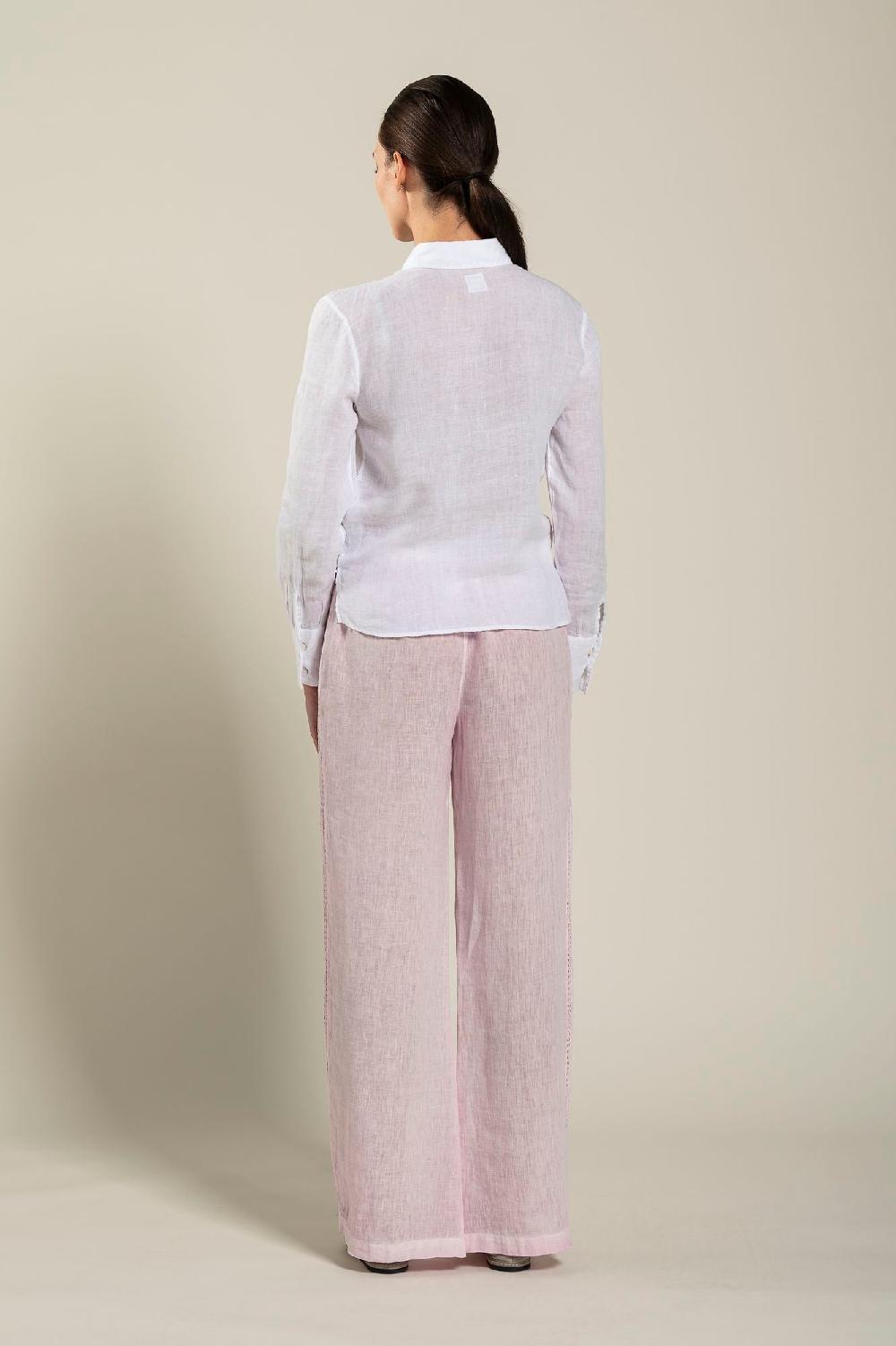 120% Lino Long Sleeve Woman Shirt With Knot Hotsell