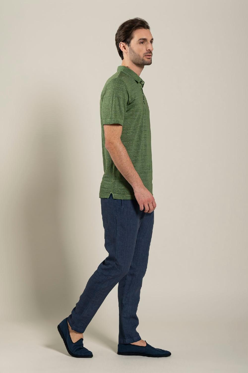 120% Lino Short Sleeve Man T-Shirt Polo Vendita Calda