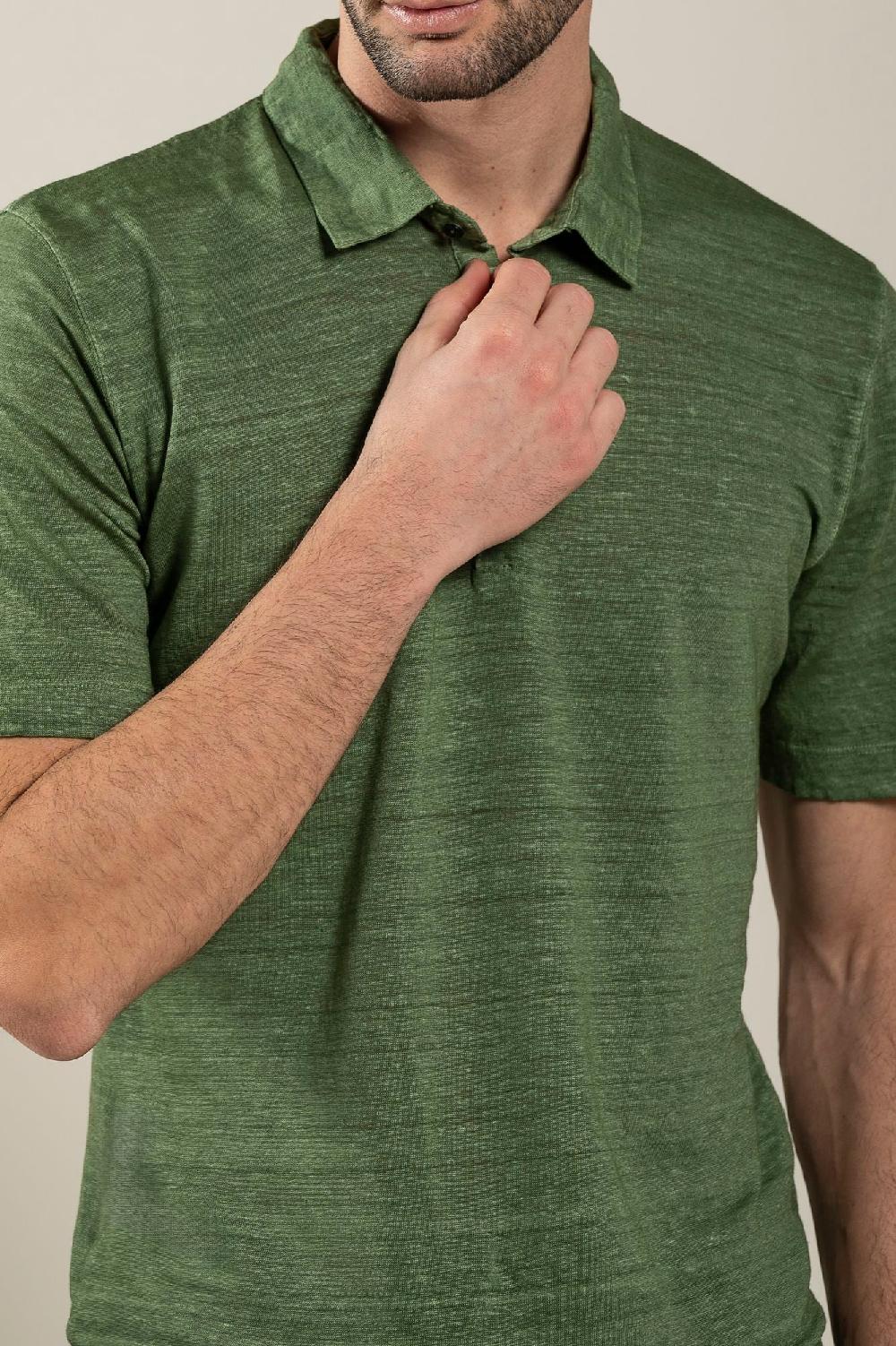 120% Lino Short Sleeve Man T-Shirt Polo Vendita Calda
