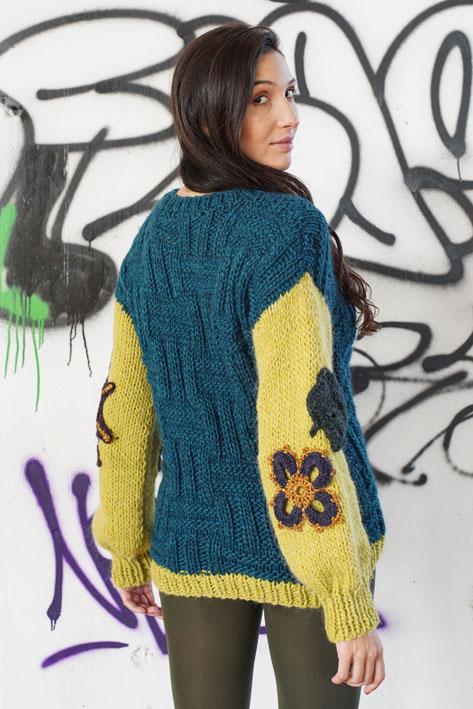Tricot à Porter Bicolor sleeves flower Nuovo