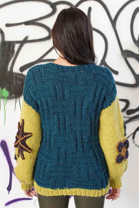 Tricot à Porter Bicolor sleeves flower Nuovo