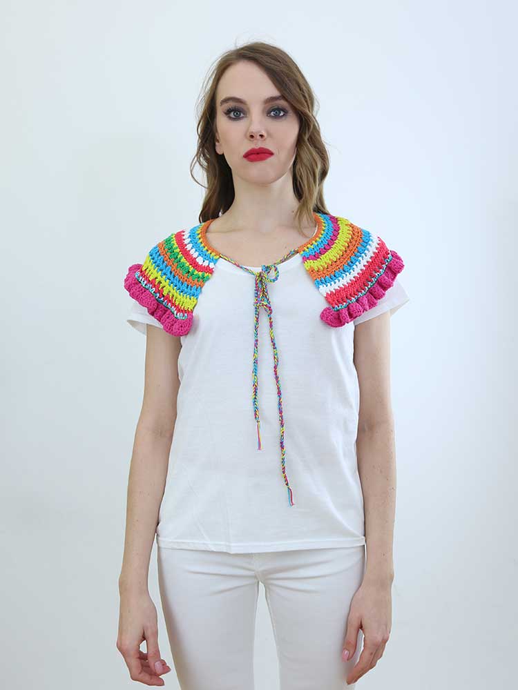 Tricot à Porter COLLO MULTICOLOR CROCHET Saldi