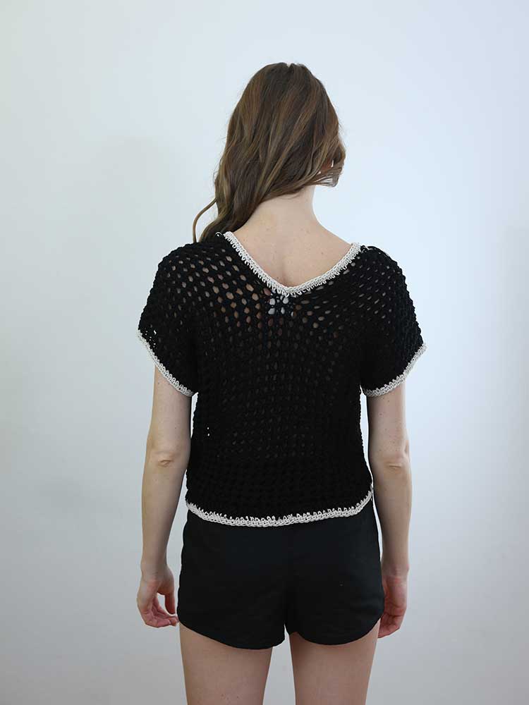 Tricot à Porter MAGLIA CUBO SENZA MANICHE SCOLLO V CON FRANGE 2025
