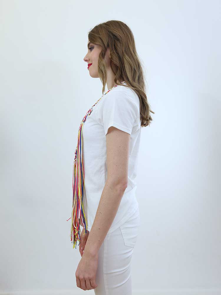Tricot à Porter T-SHIRT APPLICAZIONE CROCHET E FRANGIA Promozione