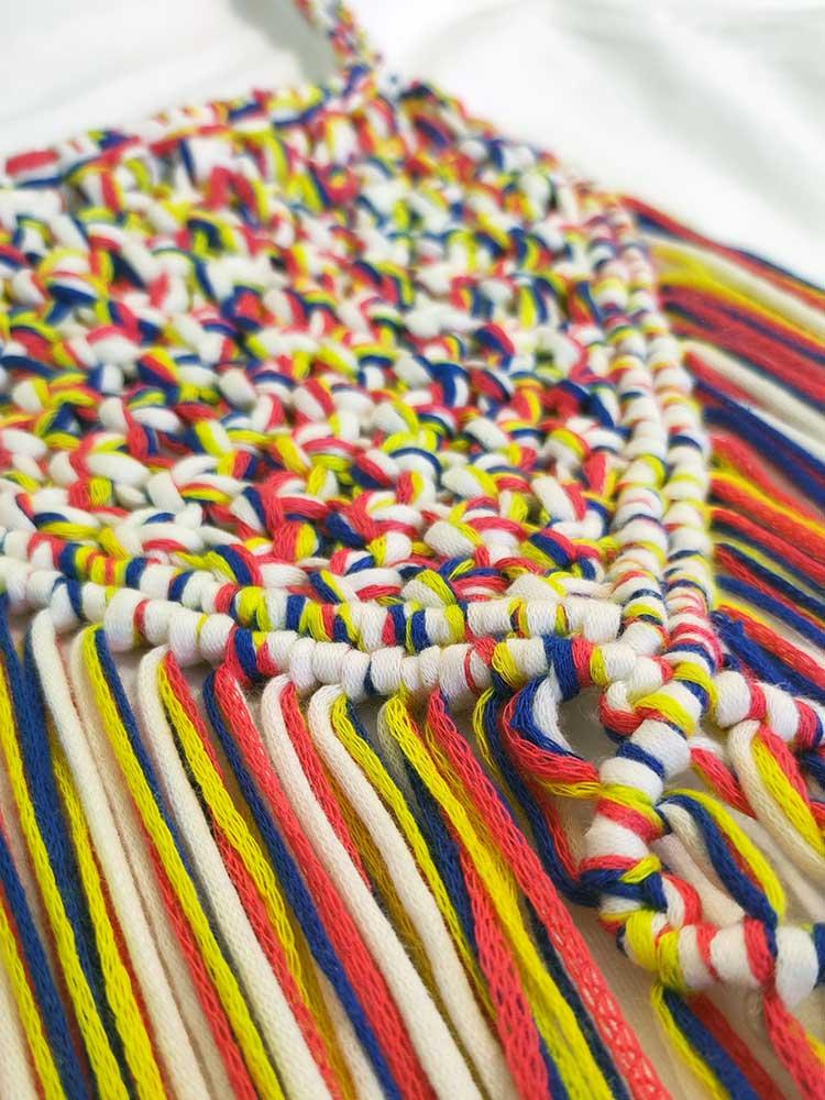 Tricot à Porter T-SHIRT APPLICAZIONE CROCHET E FRANGIA Promozione