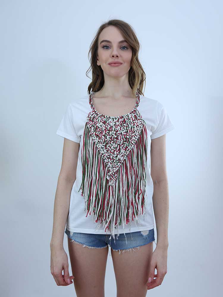 Tricot à Porter T-SHIRT CON APPLICAZIONE CROCHET Pezzi Unici