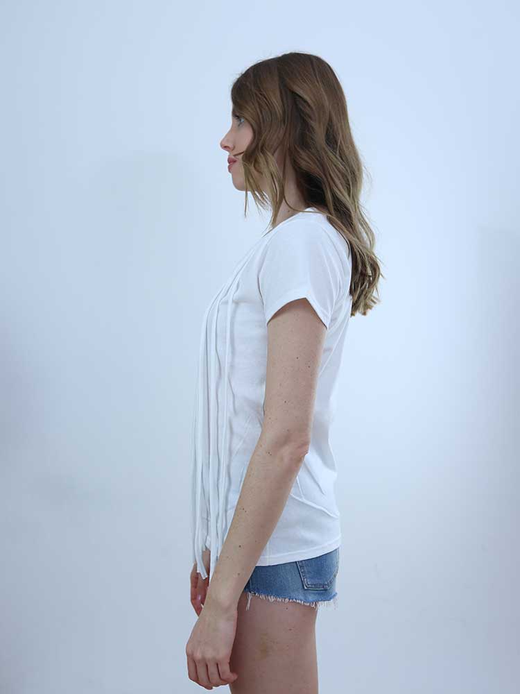 Tricot à Porter T-SHIRT CON FRANGE IN JERSEY Soddisfazione Garantita