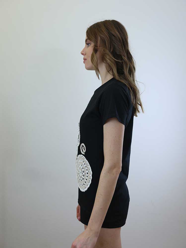 Tricot à Porter T-SHIRT SCOLLO GIRO CON APPLICAZIONI CROCHET Negozi Online
