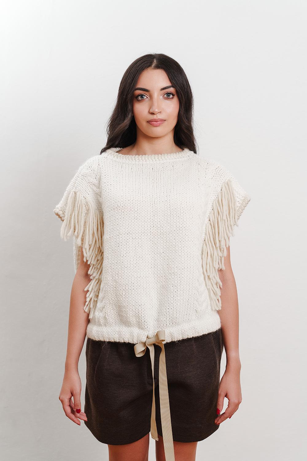 Tricot à Porter Maglia Cubetto con coulisse e frange laterali I Più Venduti