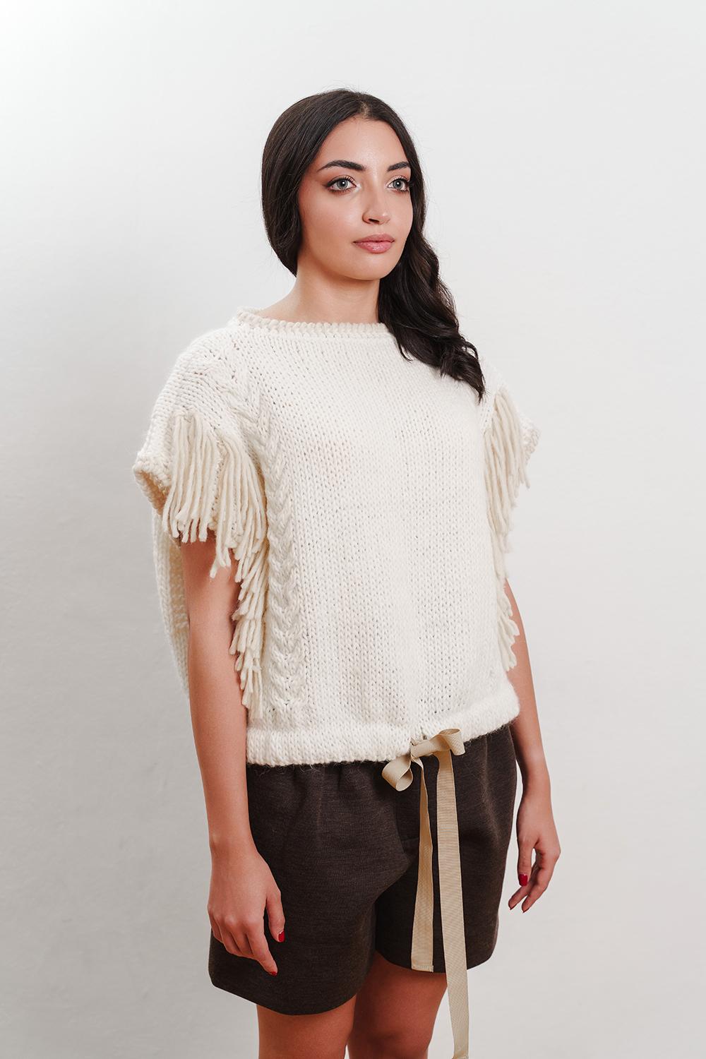 Tricot à Porter Maglia Cubetto con coulisse e frange laterali I Più Venduti